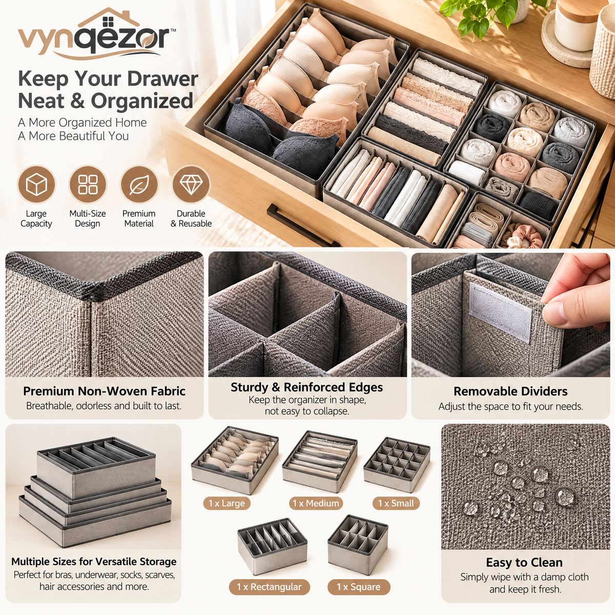 Fabric Drawer Organizer Set