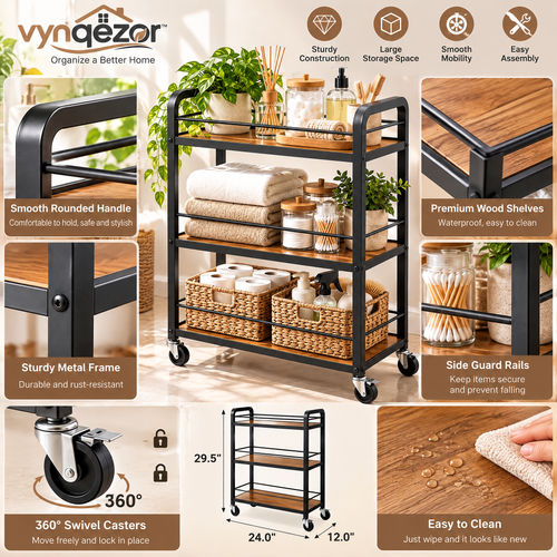 3-Tier Rolling Utility Cart
