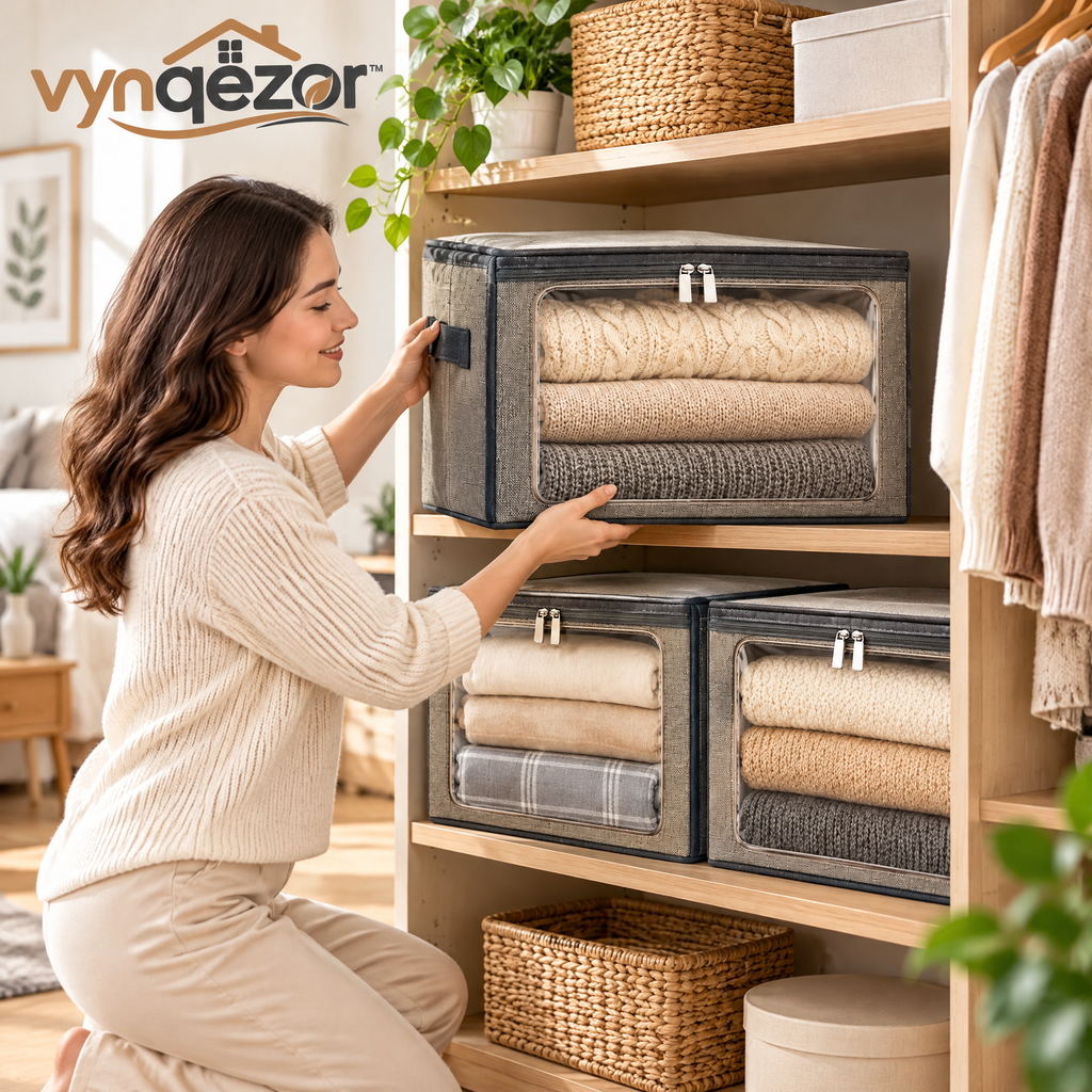 Stackable Front-View Fabric Storage Boxes