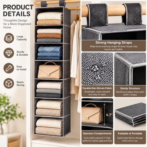 6-Shelf Hanging Closet Organizer