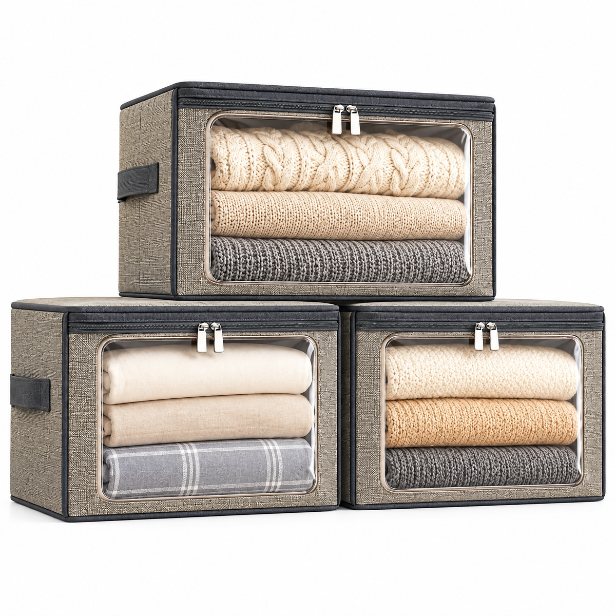 Stackable Front-View Fabric Storage Boxes