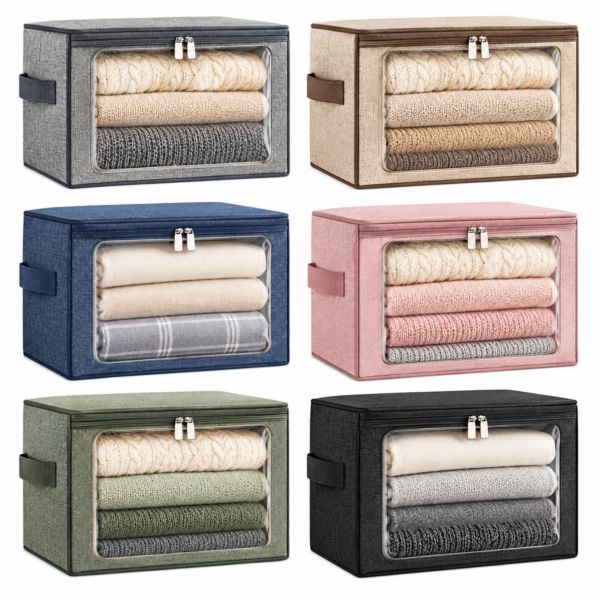 Stackable Front-View Fabric Storage Boxes