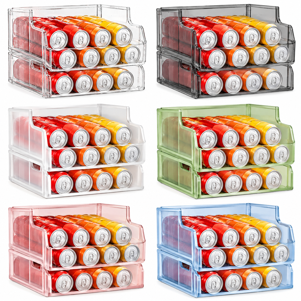 Stackable Refrigerator Can Dispenser Bins