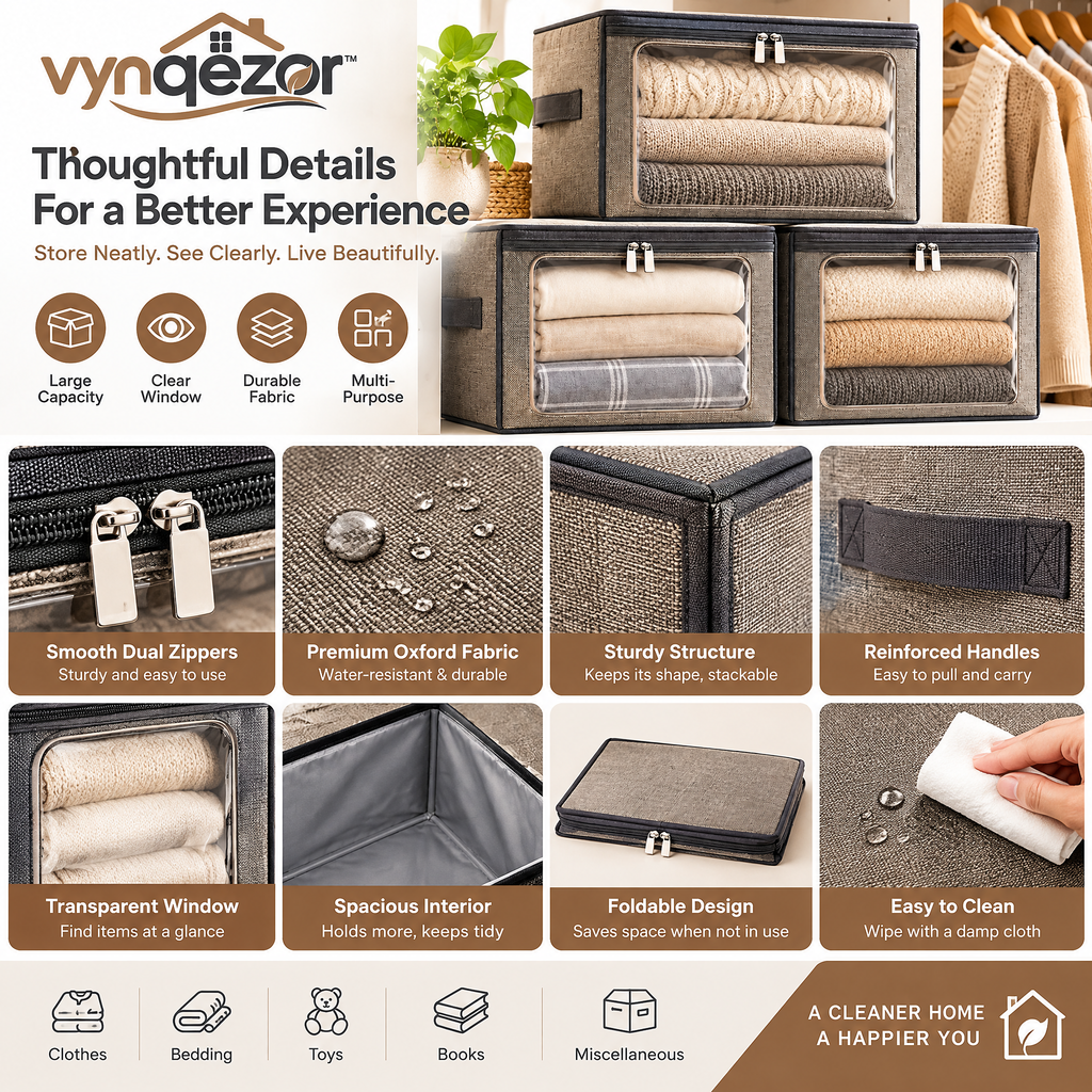 Stackable Front-View Fabric Storage Boxes