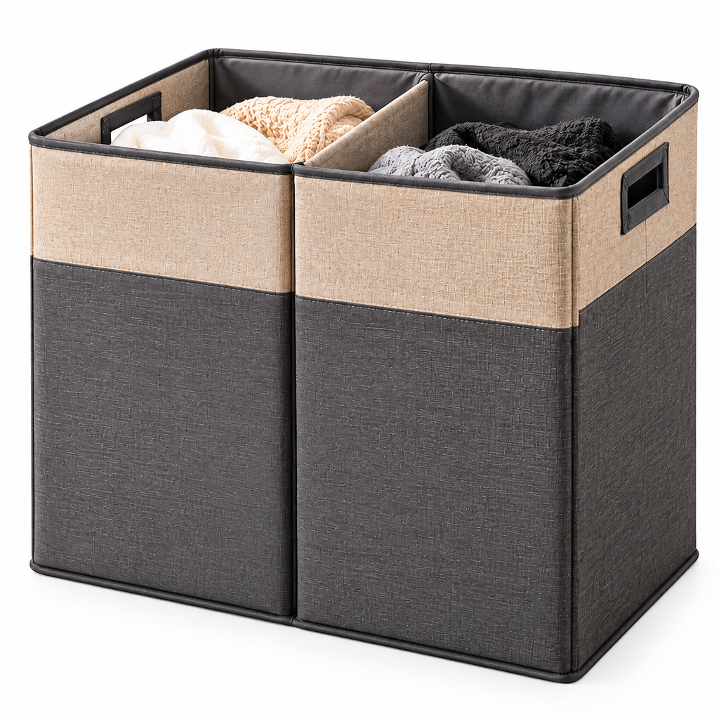 Two-Section Fabric Laundry Hamper