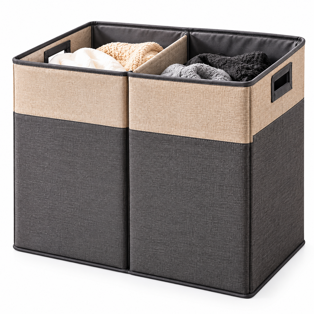 Two-Section Fabric Laundry Hamper