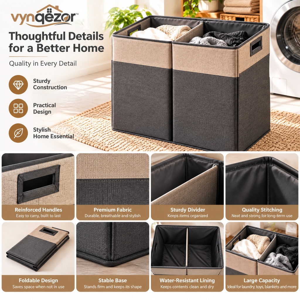 Two-Section Fabric Laundry Hamper